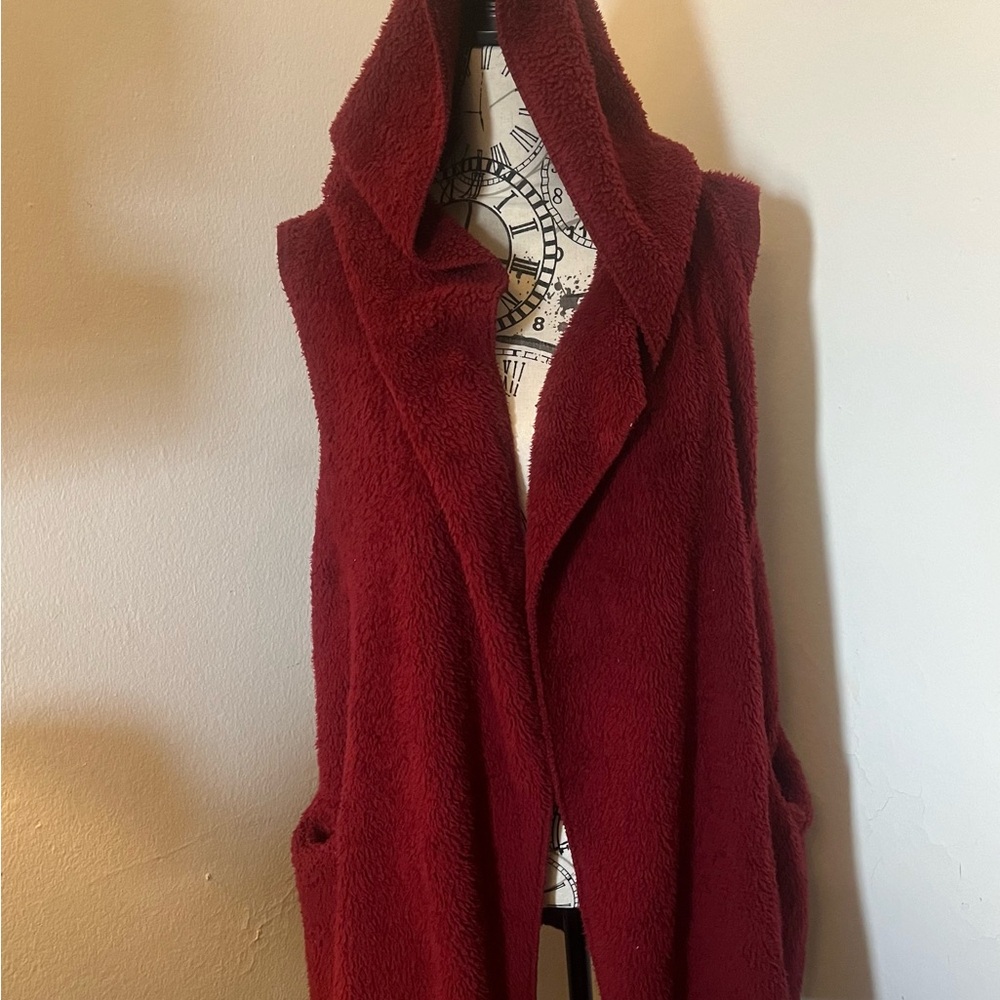 Hooded fleece cardigan